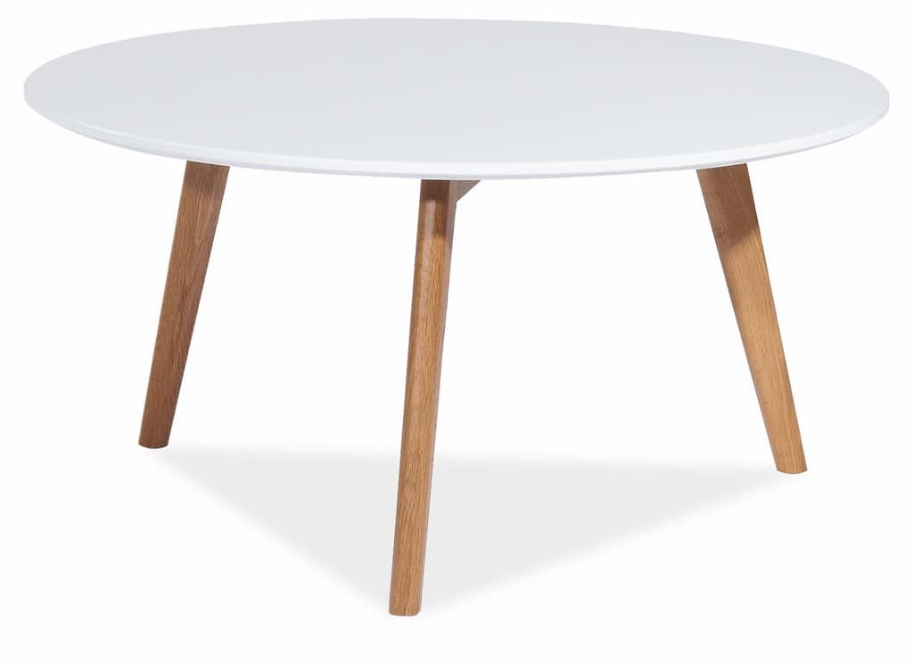 Konferenční stolek MILAN L1, bílá/dub