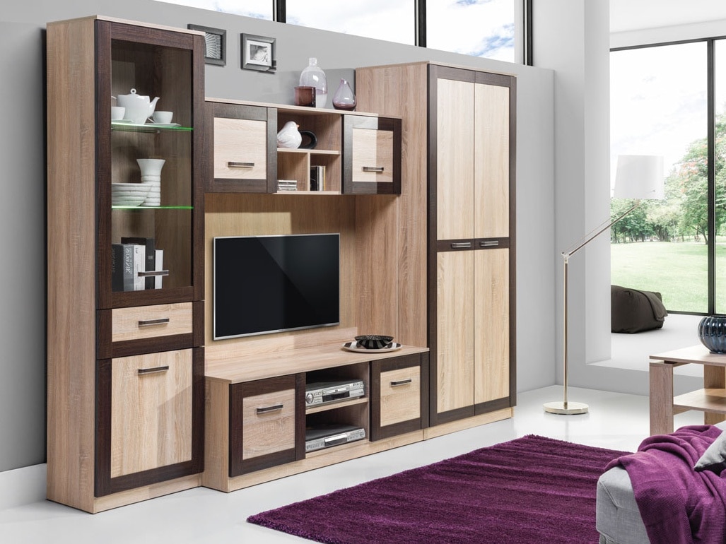 BOSS obývací stěna - sestava 2, dub sonoma/dub čokoládový