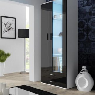 SOHO, vitrína S-6 2D2S, bílý mat/černý lesk