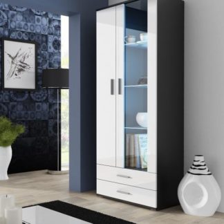 SOHO, vitrína S-6 2D2S, černý mat/bílý lesk