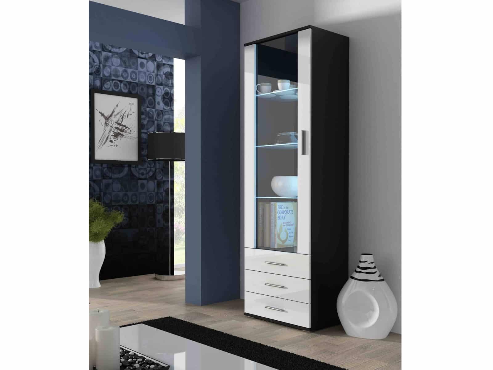 SOHO, vitrína vysoká S-1, černý mat/bílý lesk