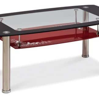 Konferenční stolek TWIST C červená polička, kov/sklo