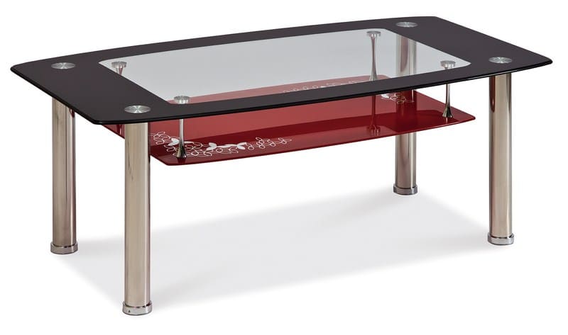 Konferenční stolek TWIST C červená polička, kov/sklo