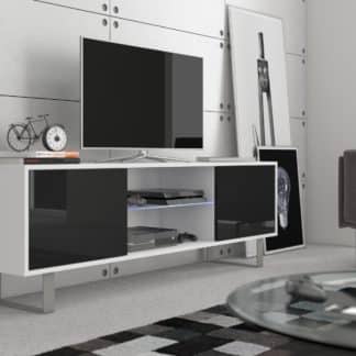 KING 2 TV stolek, bílá/černý lesk