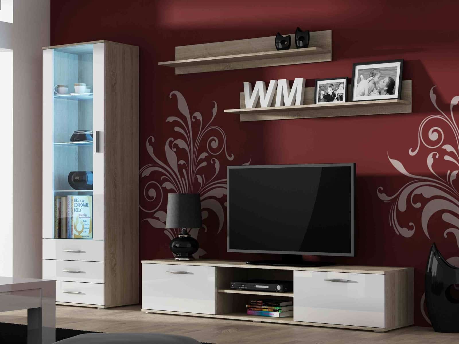 SOHO, obývací pokoj - sestava 1, dub sonoma/bílý lesk