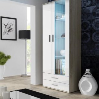 SOHO, vitrína S-6 2D2S, dub sonoma/bílý lesk