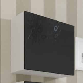 Vitrína čtvercová VIGO, bílá/černý lesk