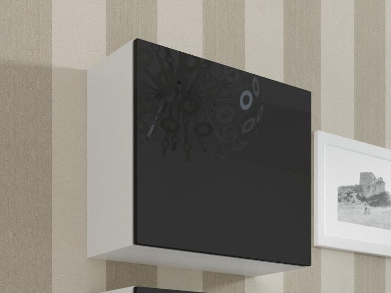 Vitrína čtvercová VIGO, bílá/černý lesk