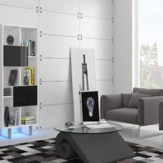 KING 7 vitrína, bílá/černý lesk