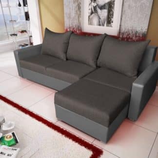 Rohová sedačka MALAGA BIS 11, grafitová látka/šedá ekokůže