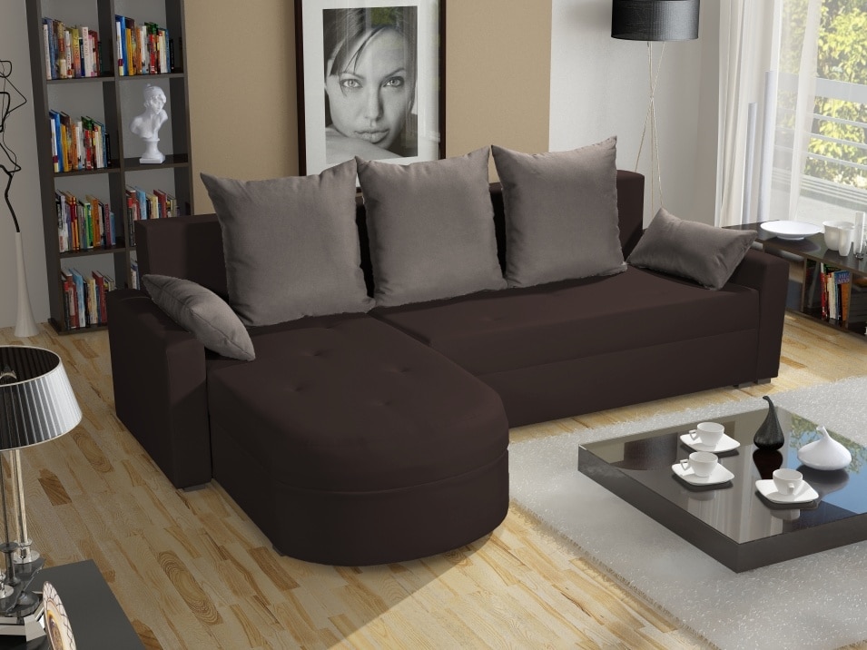 Rohová sedačka WENECJA PIK BIS 4, hnědá látka