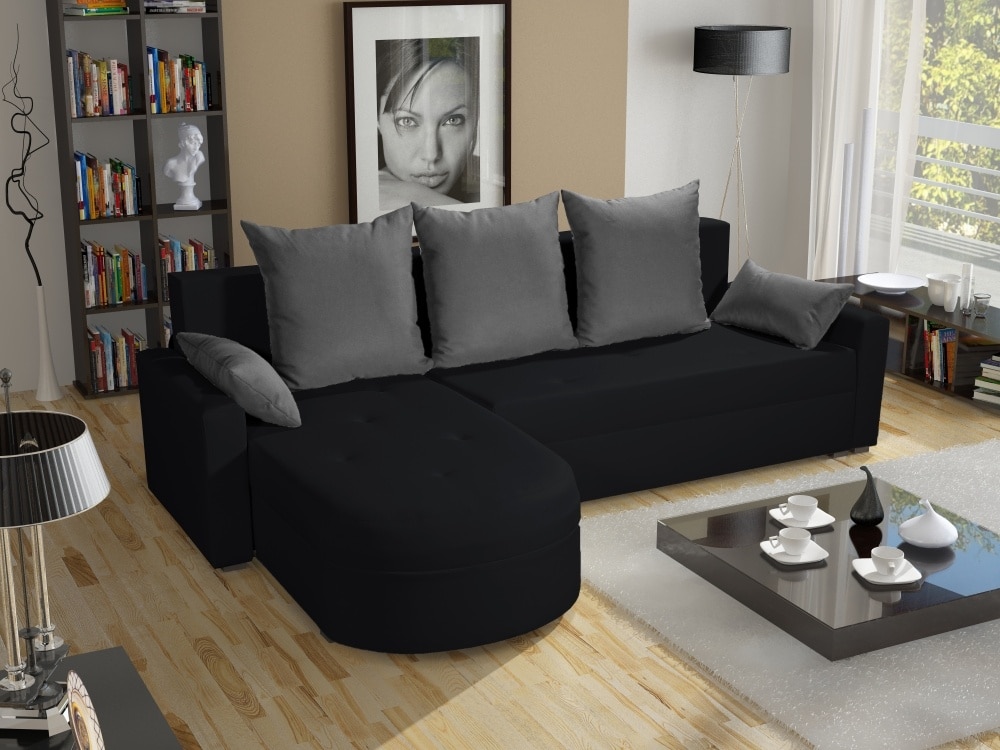 Rohová sedačka WENECJA PIK BIS 6, černá látka