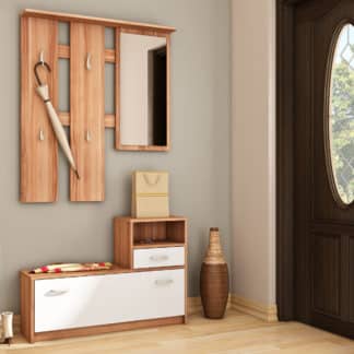 Předsíňová stěna LUNA, barva: švestka wallis/bílá