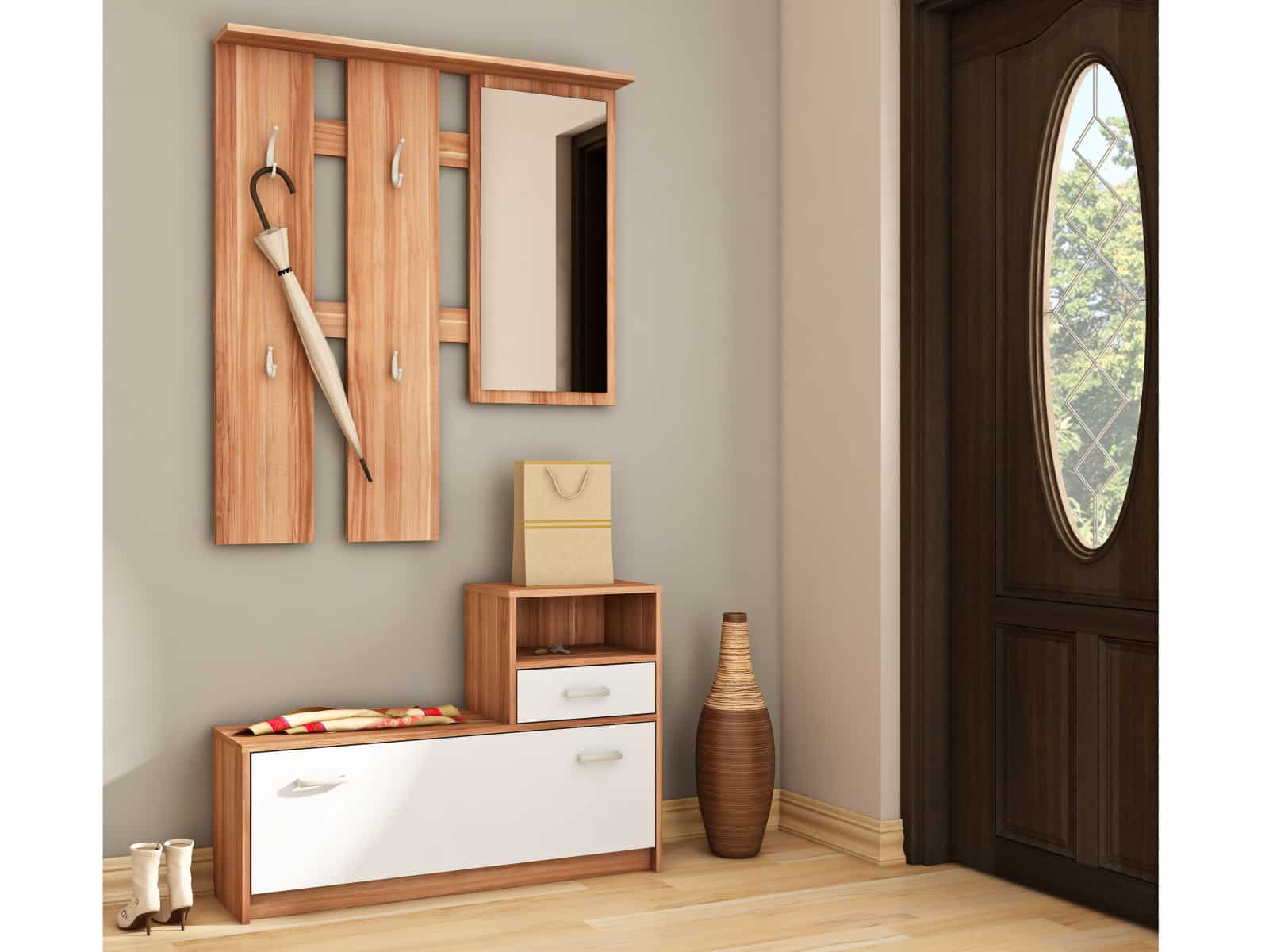 Předsíňová stěna LUNA, barva: švestka wallis/bílá