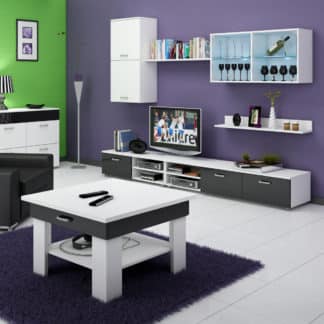 Konferenční stolek OMEGA, bílá/černý lesk