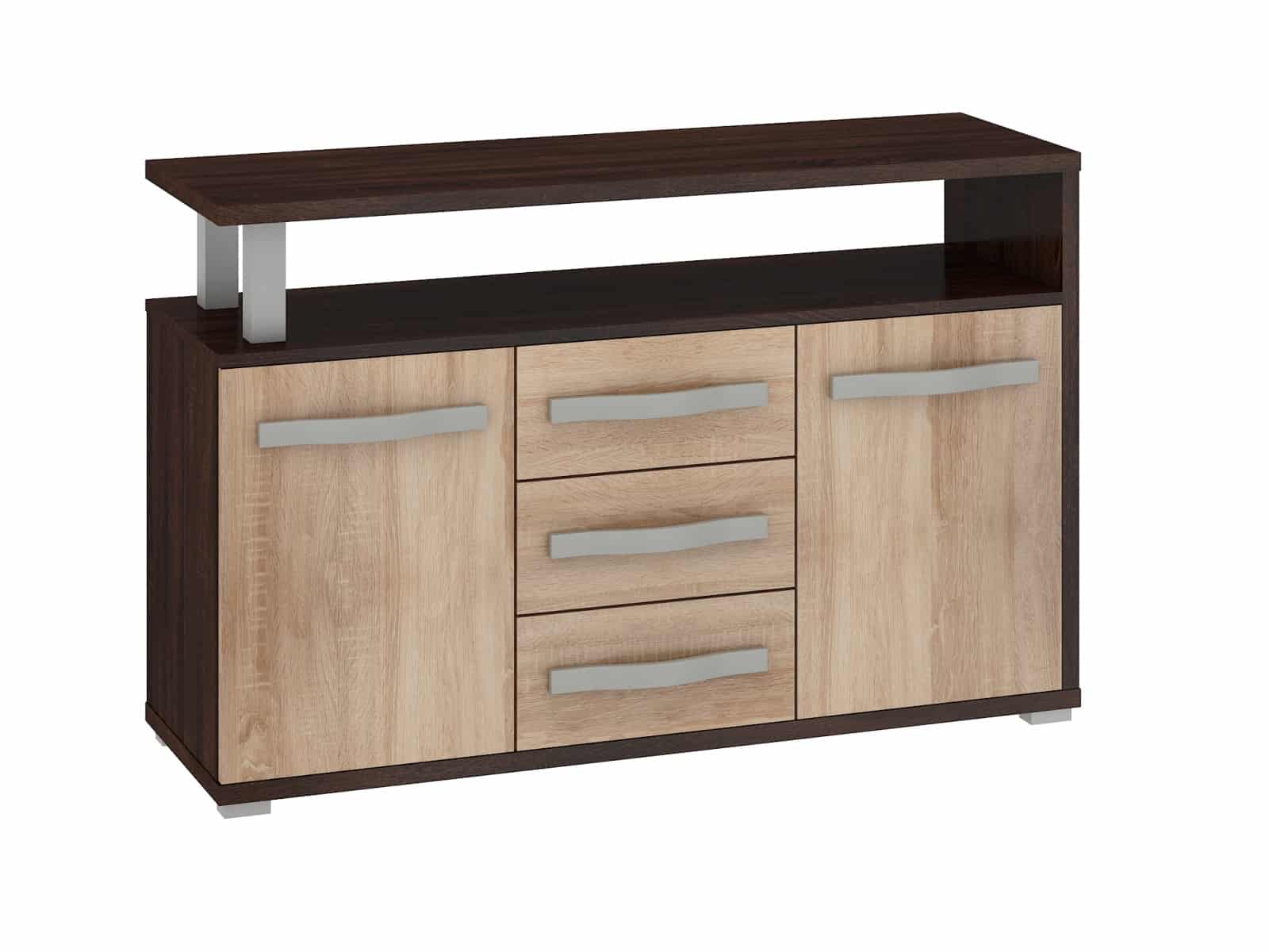 ANGEL komoda 2D3S, dub sonoma tmavý/dub sonoma