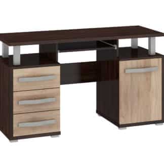 ANGEL PC stůl 1D3S, dub sonoma tmavý/dub sonoma