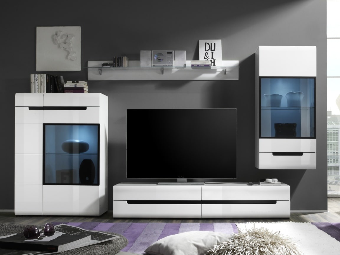 HEKTOR obývací stěna 10, bílá/bílý lesk