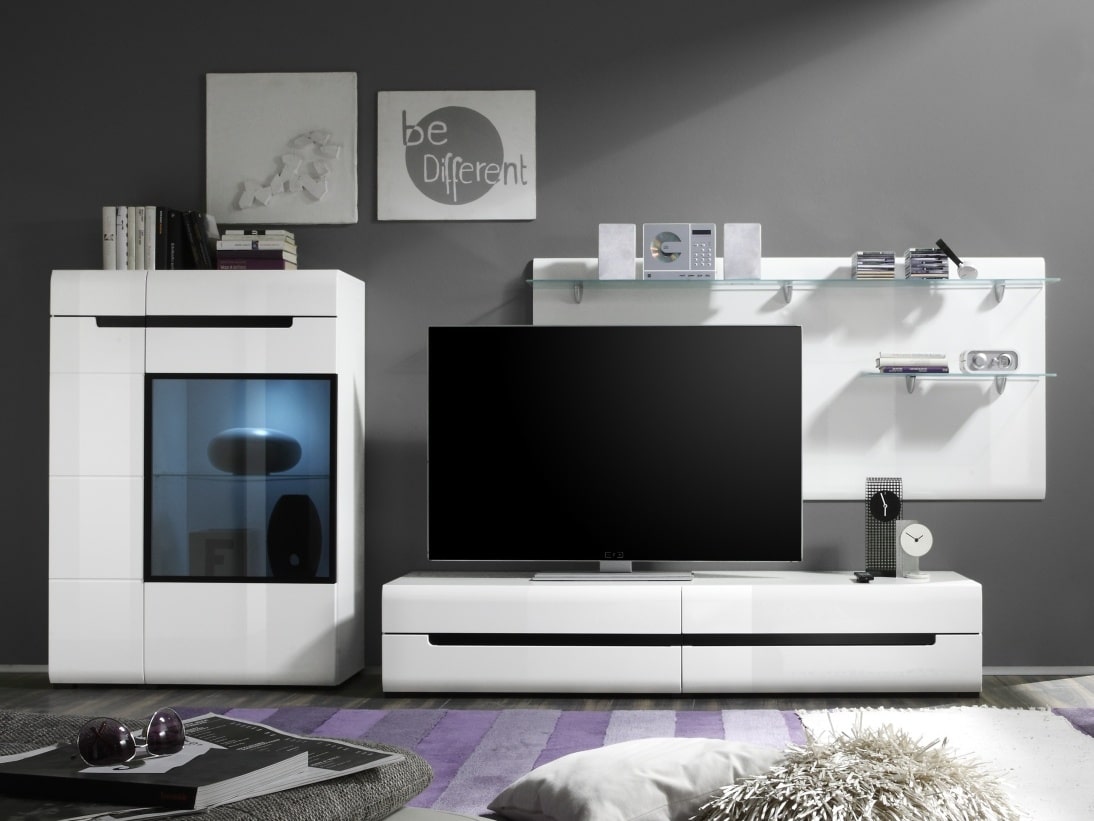 HEKTOR obývací stěna 09, bílá/bílý lesk