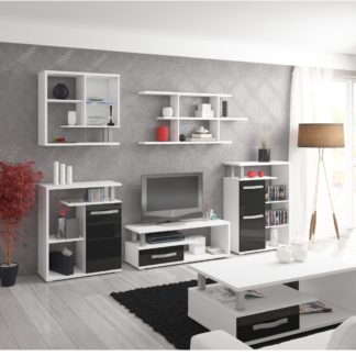 Obývací pokoj ANGEL 1, bílá/černý lesk