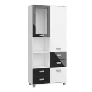 SOLO, regál SOL-05, bílý/černý lesk