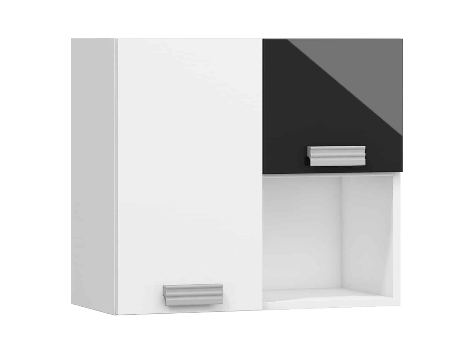 SOLO,závěsná skříňka SOL-08L, bílá/černý lesk