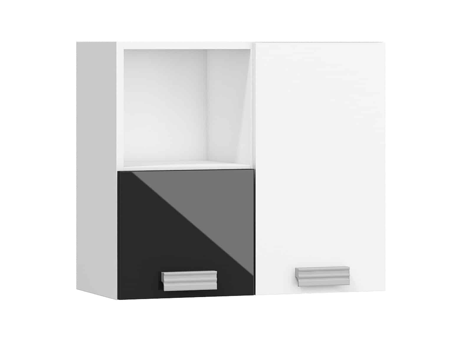 SOLO,závěsná skříňka SOL-08P, bílá/černý lesk