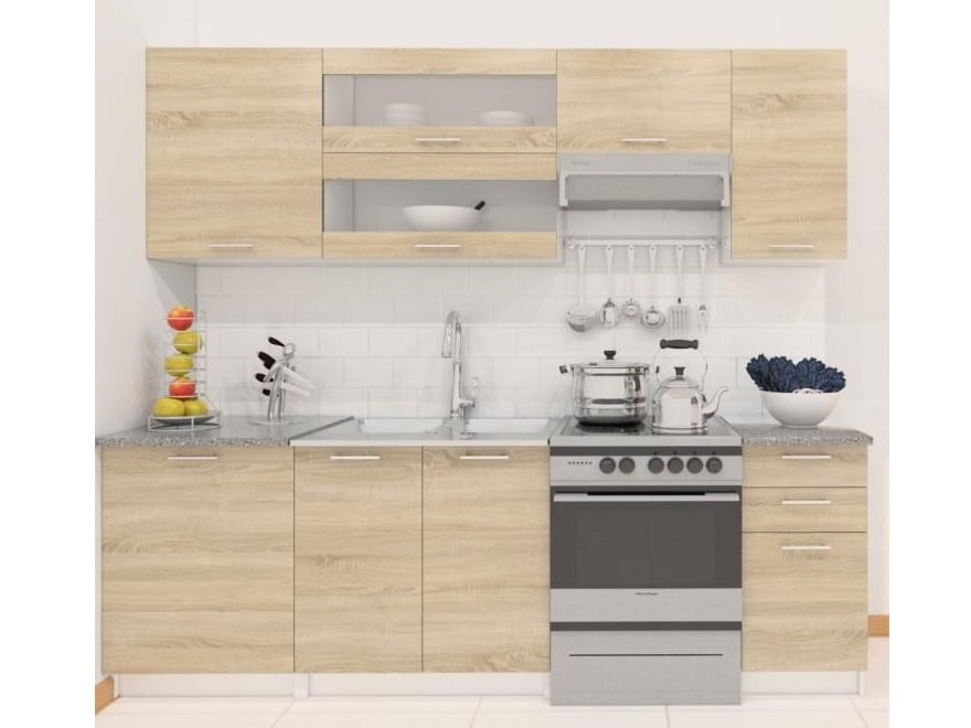 FABIANA, kuchyňská  linka 180/240 cm, dub sonoma/bílá