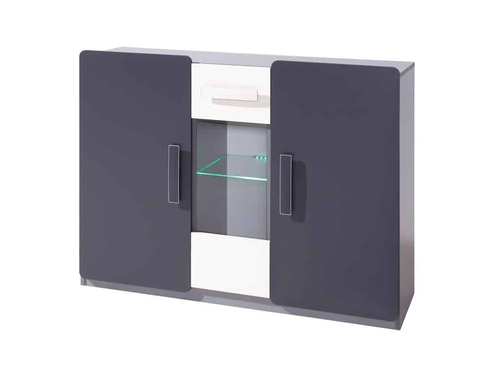 Komoda LIDO K3D, šedá/grafit+bílá