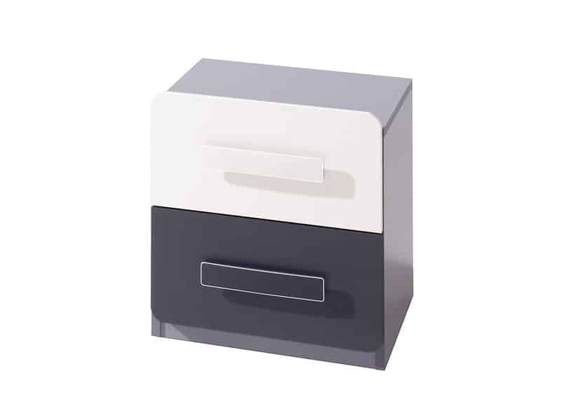 Noční stolek LIDO, šedá/grafit+bílá
