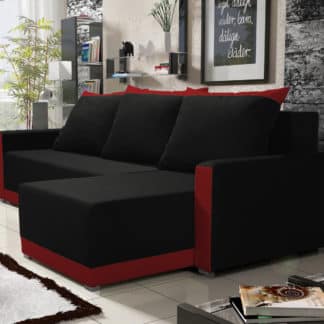 Rohová sedačka BRAGA BIS 5, černá látka/červená látka