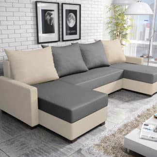 Rohová sedačka FIESTA U 2, šedá látka/krémová látka