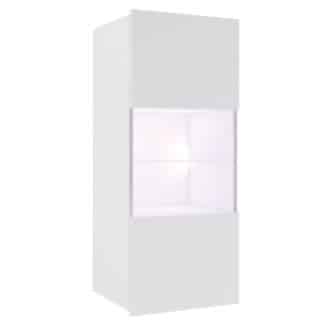 Závěsná vitrína CALABRINI, bílá/bílý lesk