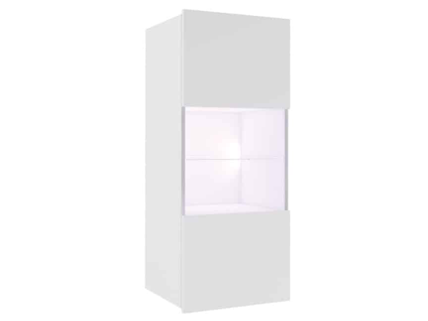 Závěsná vitrína CALABRINI, bílá/bílý lesk
