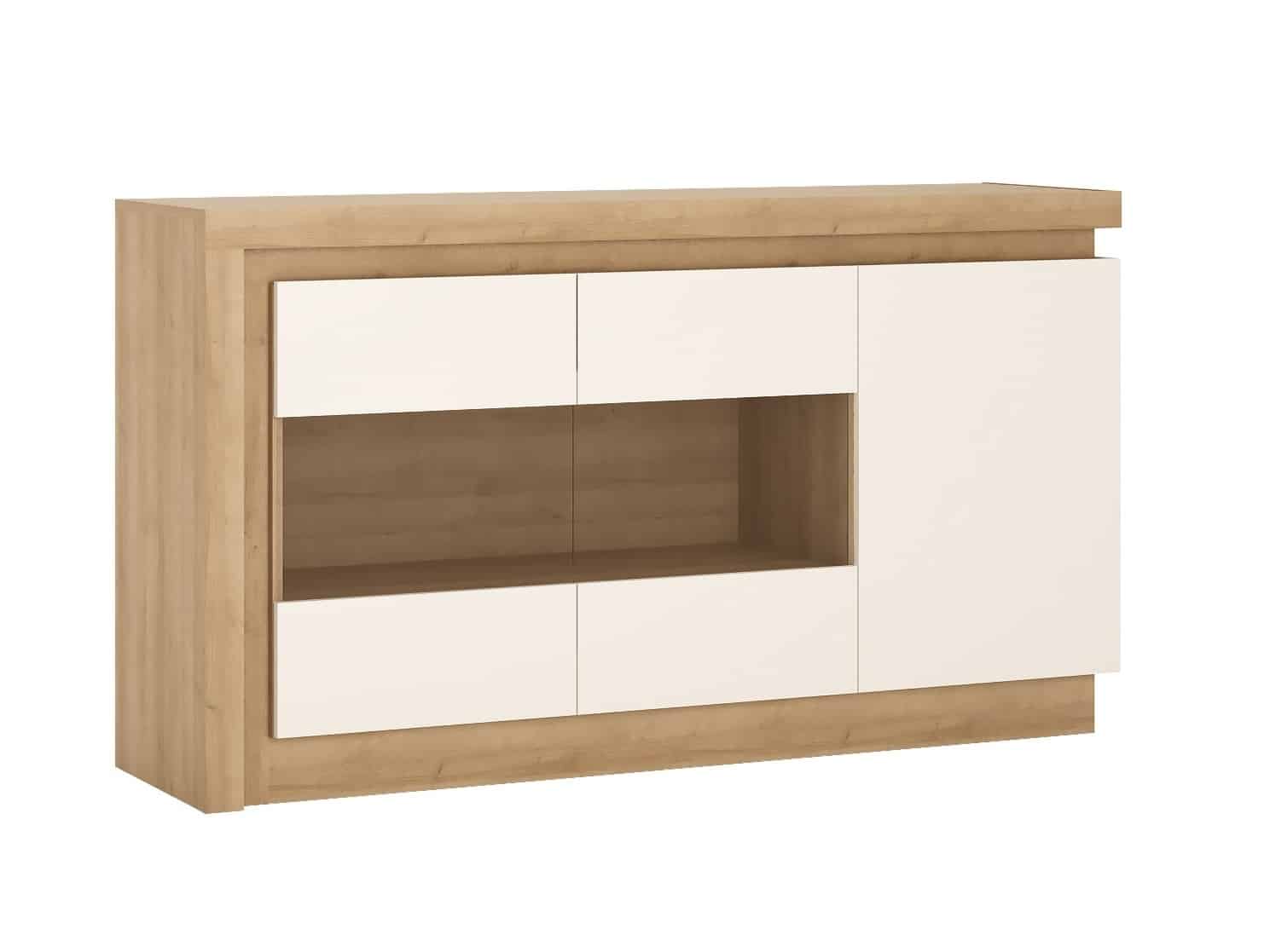 LYON LYOK02 komoda 3D, dub riviera/bílý lesk