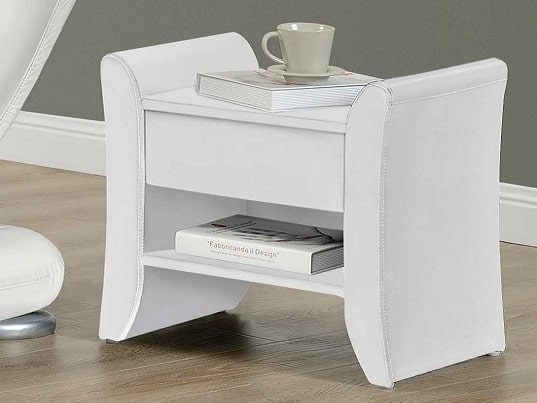 BOLTON čalouněný noční stolek, bílá