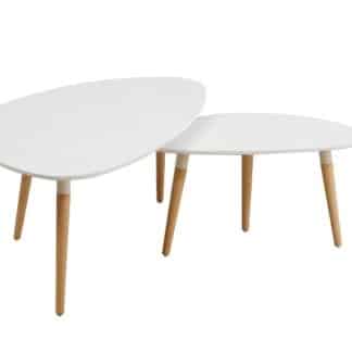 FOLKO set 2 konferenčních stolků, bílá/buk
