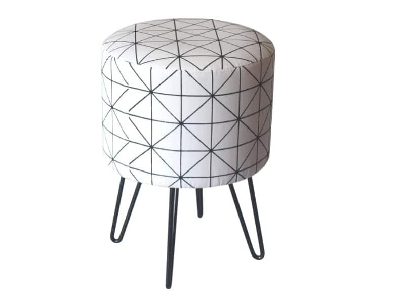 LANA taburet, bílá látka/černý kov