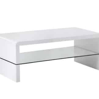 KONTEX konferenční stolek, bílý lesk/sklo