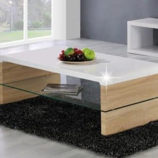 KONTEX 2 konferenční stolek, bílý lesk/dub sonoma