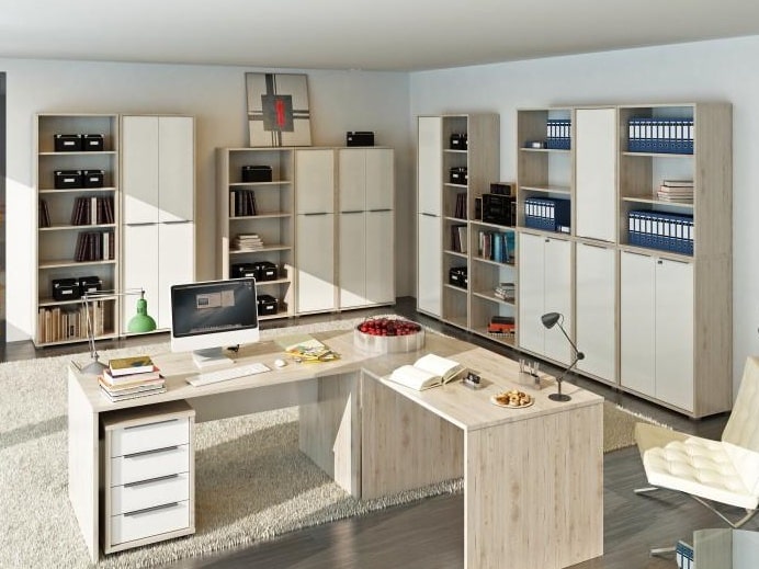 RIOMA kancelářská sestava, dub san remo/bílá