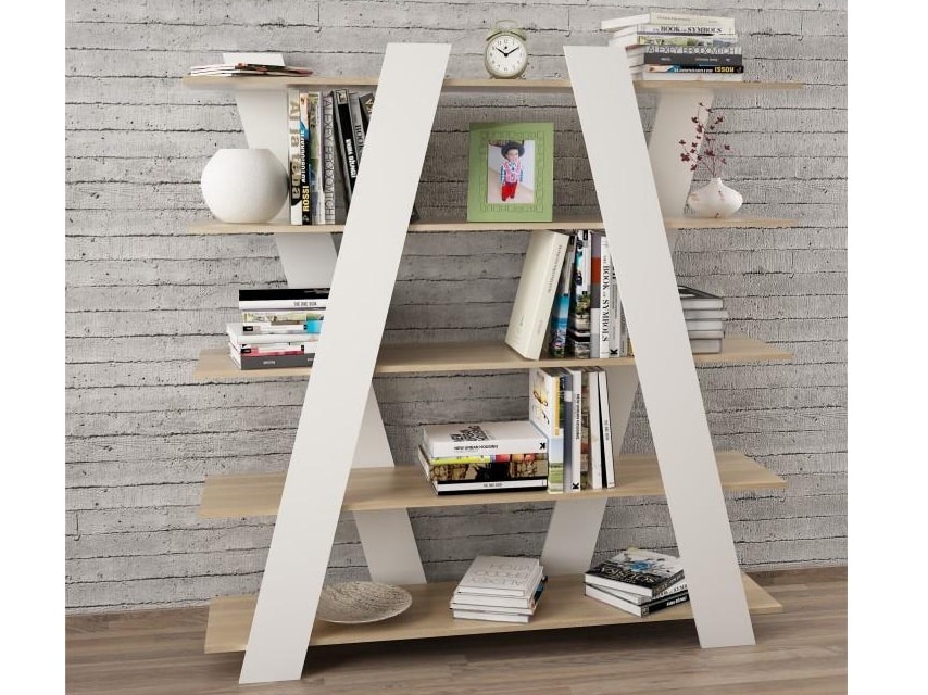 SALVI víceúčelový regál, bílá/dub sonoma