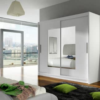 Šatní skříň BEGA VII, bílý mat/zrcadlo