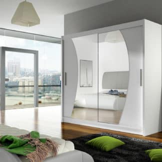 Šatní skříň BEGA IX, bílý mat/zrcadlo