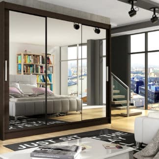 Šatní skříň ASTON III, choco/zrcadlo