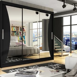 Šatní skříň ASTON IV, černý mat/zrcadlo