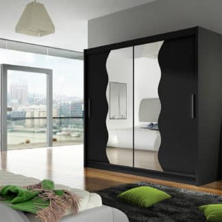 Šatní skříň BEGA X, černý mat/zrcadlo