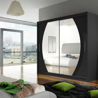 Šatní skříň BEGA IV, černý mat/zrcadlo