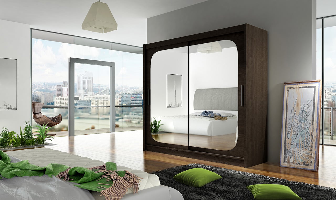 Šatní skříň BEGA VIII, choco/zrcadlo