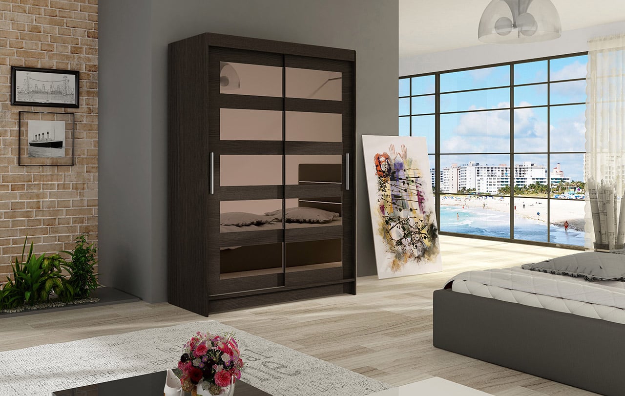 Šatní skříň MIAMII IV, choco/zrcadlo